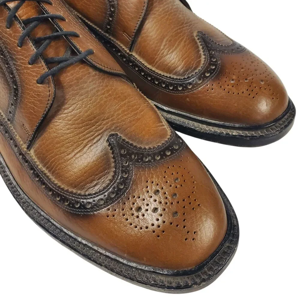 Vintage FREEMAN Shoes Mens Size 8 Brown Leather Wingtip Oxford Brogue Preppy